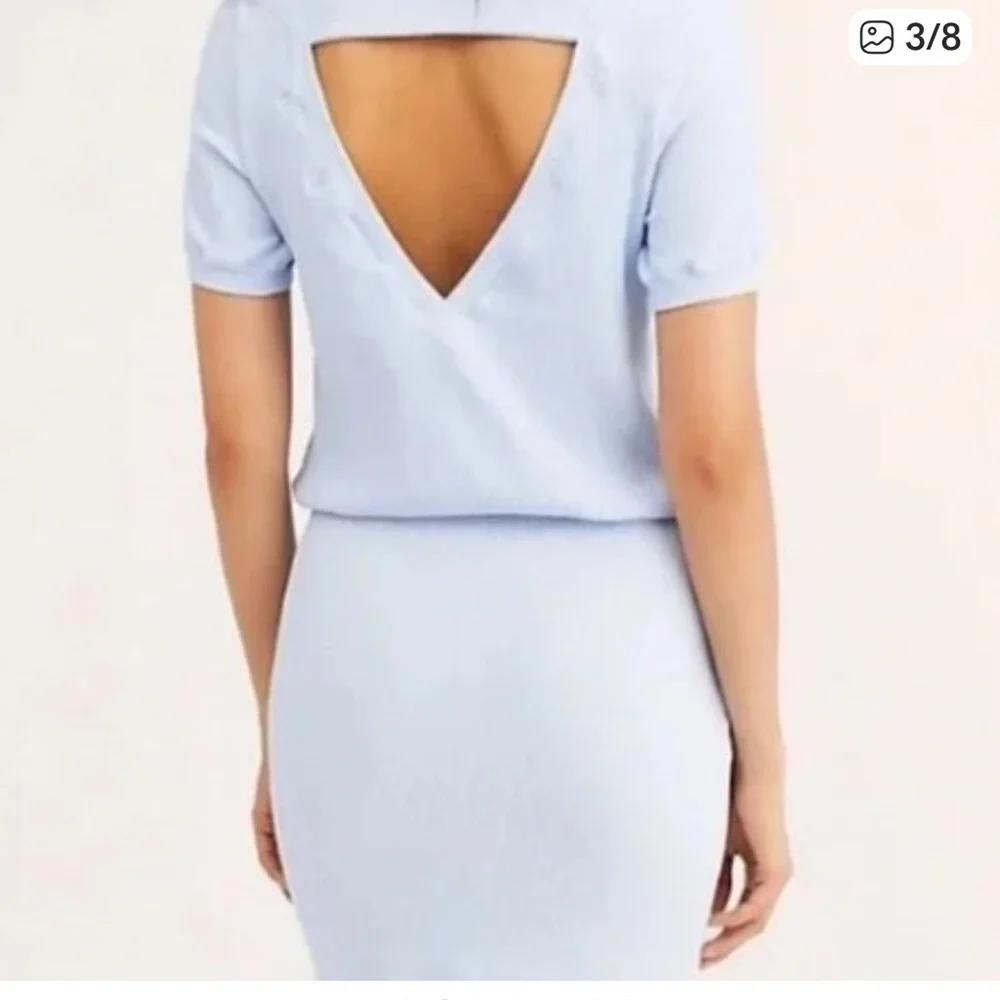 Free People Beach Blue Ribbed Open Back Dress - Picture 3 of 6